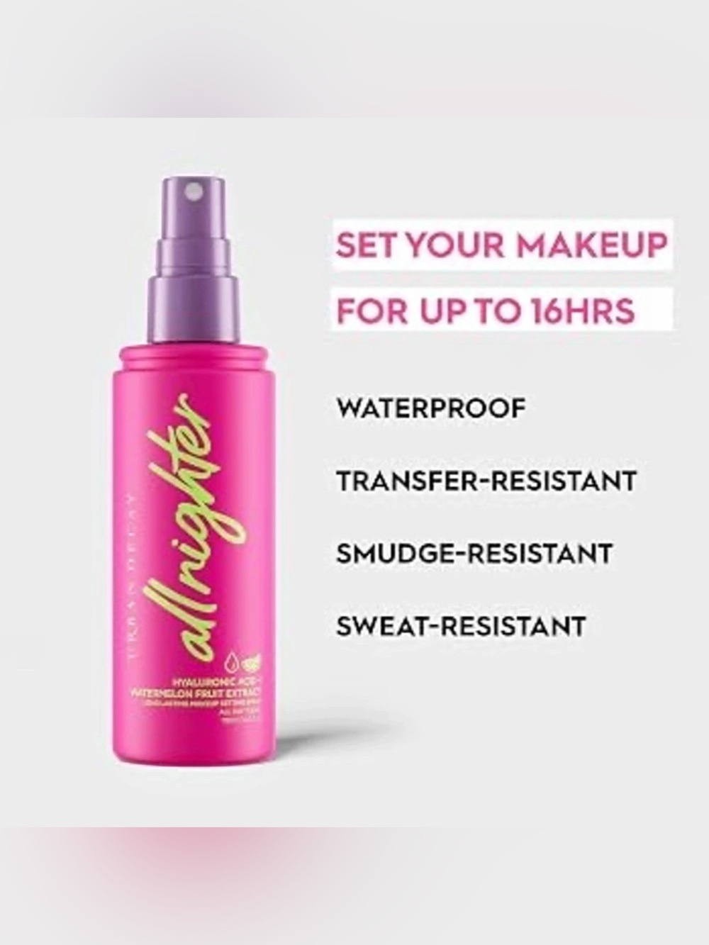 Urban Decay All Nighter Hyaluronic Acid + Watermelon Extract Setting Spray NWT